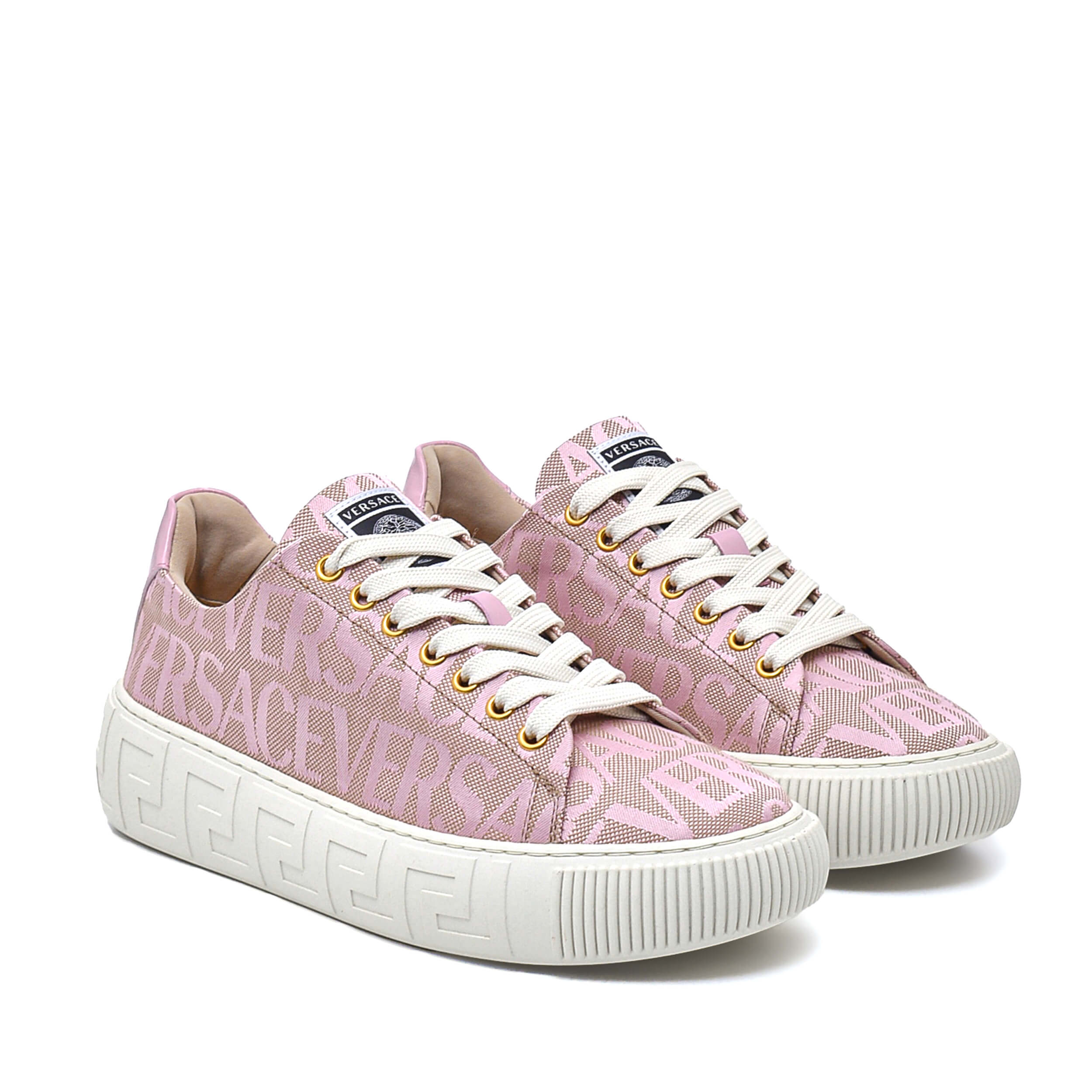 Versace - Lilac Canvas Greca Sneakers / 38.5
